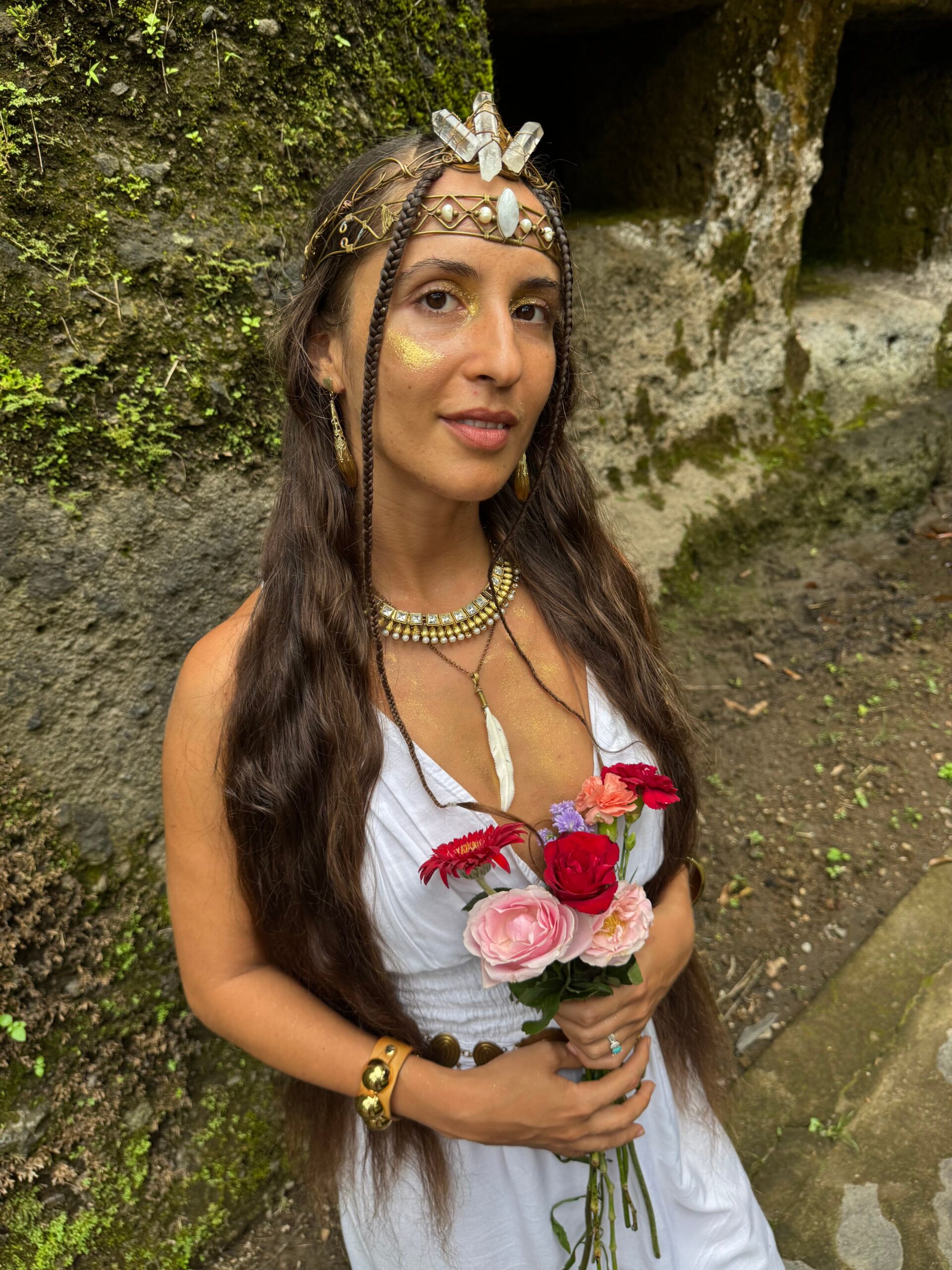 Adina Nicola with flowers, Bali